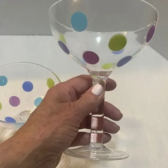 Colorful Polka Dot Margarita Glasses set of 2 - Picture 7 of 8